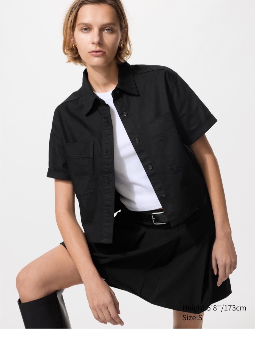UNIQLO Denim Boxy Shirt | Half Sleeve